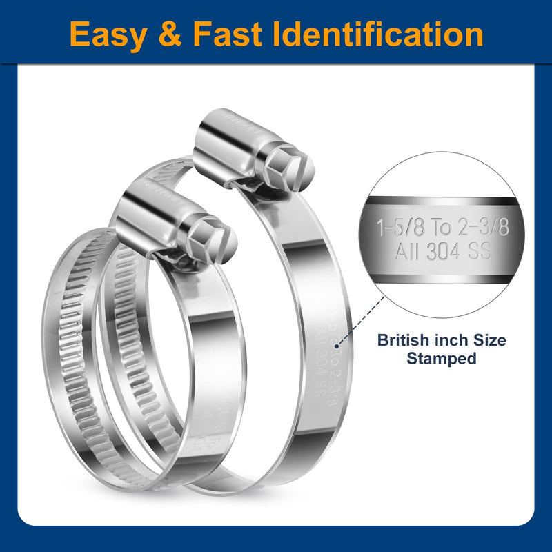 Heavy Duty Hose Clamp Size#12, 3/4 to 1-1/4 inch Adjustable Worm Gear Drive Hose Clamps Stainless Steel 304 for Fuel Injection Line, Automotive, Radiator, Garden,12 Pack 12 #12 (3/4 To 1-1/4)