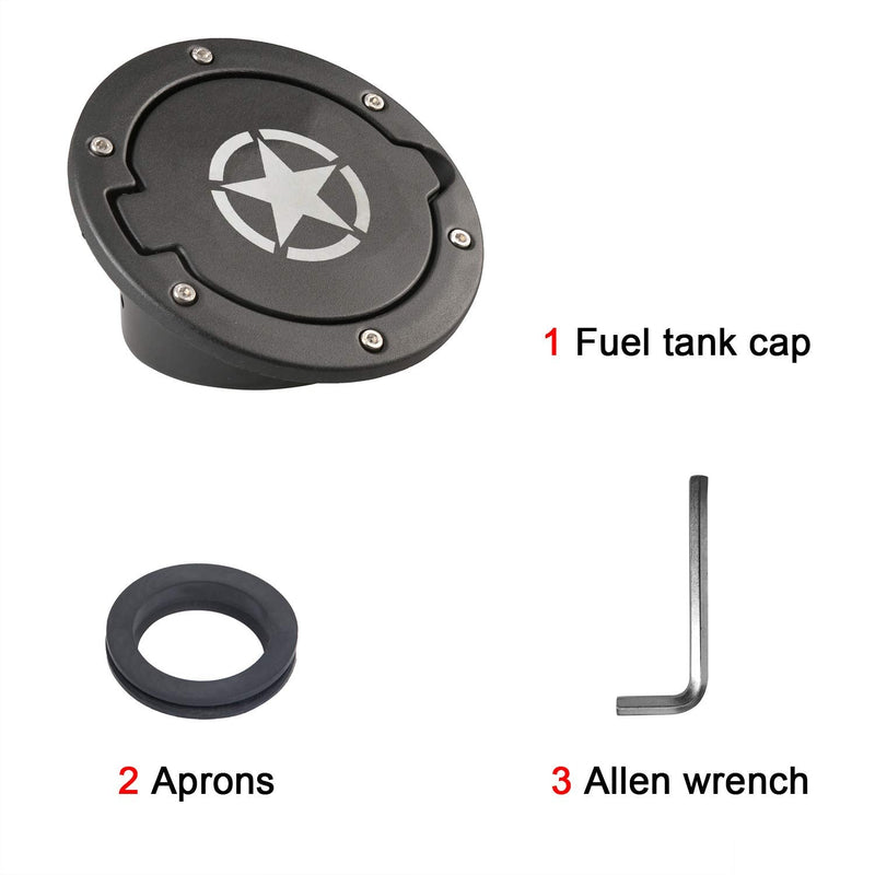 Hooke Road Wrangler JK Gas Cap Cover Fuel Filler Door Compatible with Jeep Wrangler JK & Unlimited 2007-2018