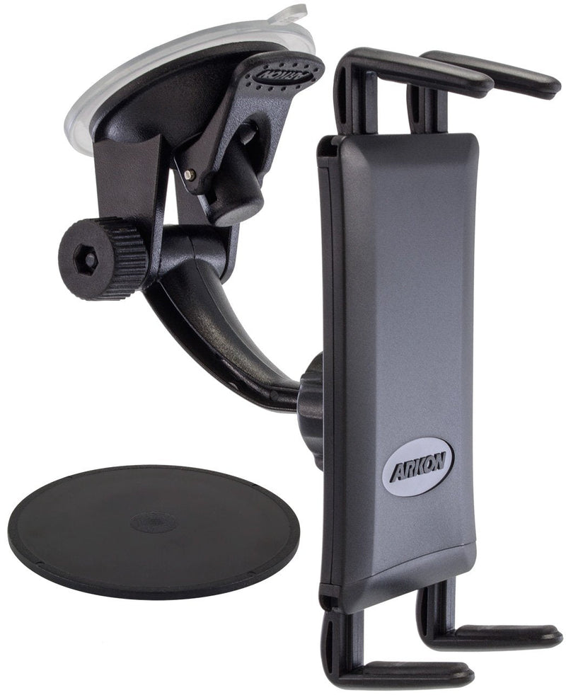 ARKON Windshield and Dash Suction Car Mount Holder & Phone and Midsize Tablet Holder for iPhone X 8 7 6S Plus iPad Mini Galaxy S8 S7 Note 8 Retail Black Holder + Holder