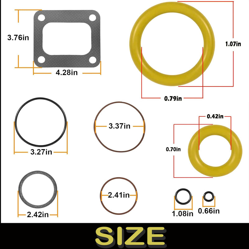 for Ford 1994-2003 7.3L Powerstroke Diesel 72468 Turbo Mounting Gasket Set & Turbo Pedestal O-Ring Seal Gaskets F4TZ-6N653-A F4TZ-6N653-B