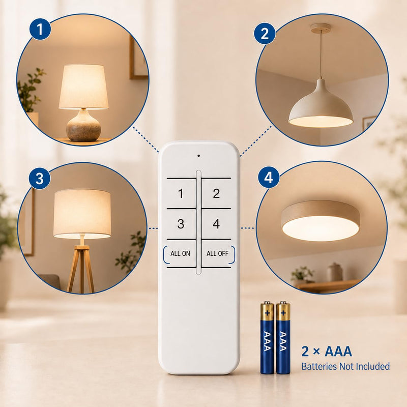 QIACHIP Wi-Fi Smart 2.4G Remote Control Light Socket E26 E27 Bulb Socket Adapter, eWeLink APP Remote Timing, Compatible with Alexa and Google 4 x Wifi Socket + 1 transmitter