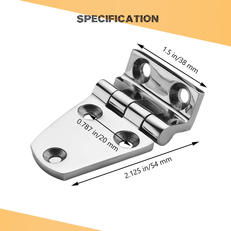 Heavy Duty Marine Boat Hatch Hinges 316 Stainless Steel, Offset Short Side Hinges, Sturdy Deck Cabinet Door Hinges with Screws (2-Pack) 2.125 x 1.5"
