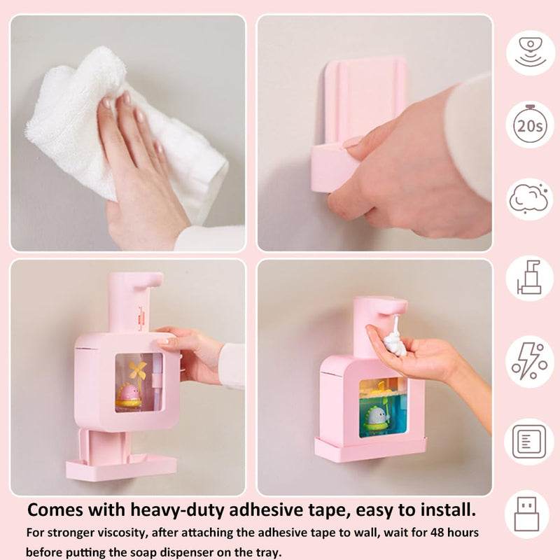 Cute Soap Dispenser for Kids - Automatic Foaming Soap Dispenser for Bathroom Kitchen Office School Children Gift, Waterproof USB Rechargeable Hand-Free 13.5oz,White Unicorn White Unicorn