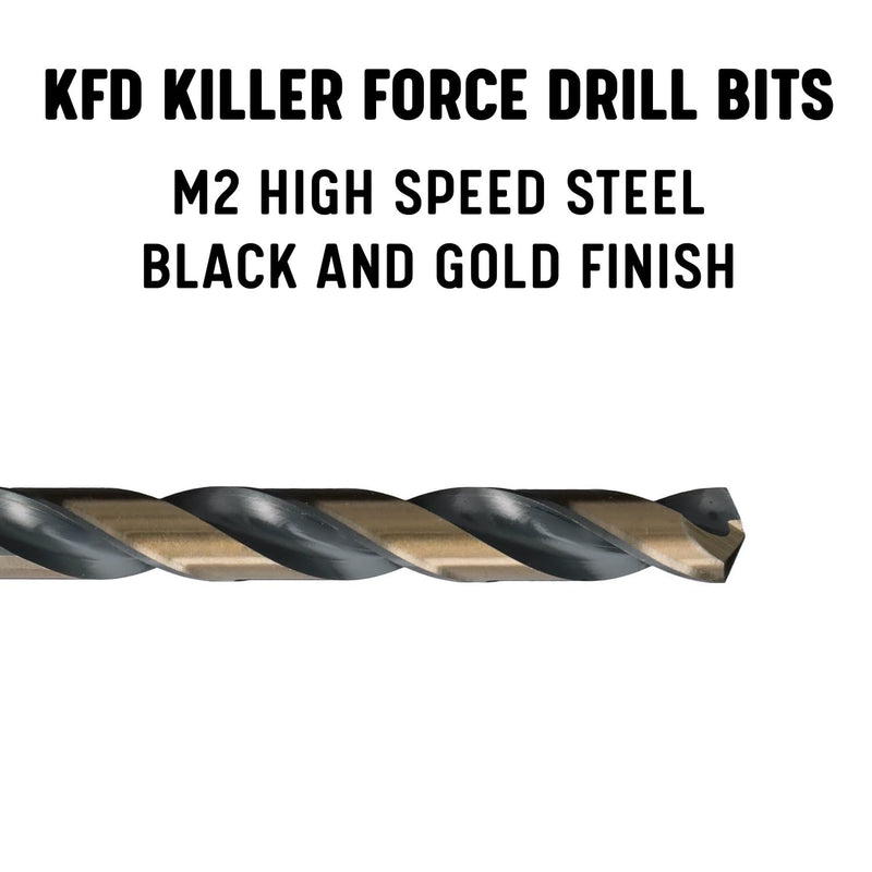 Drill America - KFD1/2P6 1/2" High Speed Steel Black & Gold KFD Split Point Drill Bit (Pack of 6), KFD Series 1/2 in