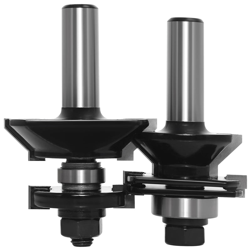 2pcs V-Joint Tongue & Groove Bit Set 1/2 Shank, Carbide Tip, Cabinet Door Rail and Stile Bevel Shaker Cutters, for Woodworking Making Door & Windows Frame 1/2 Shank-A