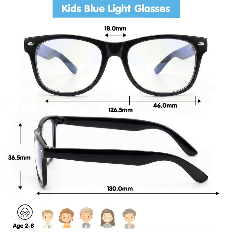 Blue Light Glasses for Kids Toddler Girls Boys 2-8 age | Kids Blue Bight Glasses 3pack Eyestrain Computer UV400 Anti Glare TR90 Unbreakable Black + White + Translucent Blue Age 2-8 Yrs