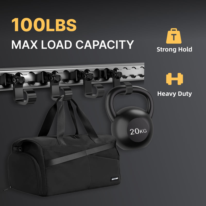 4 Pack L Track Hooks with Single Stud Fitting, Spring-Loaded Adjustable Gear Hook, Aluminum L Track Accessories for Trailer, Truck, Garage, Tie Down System, 100LBS Max Load Capacity – Black