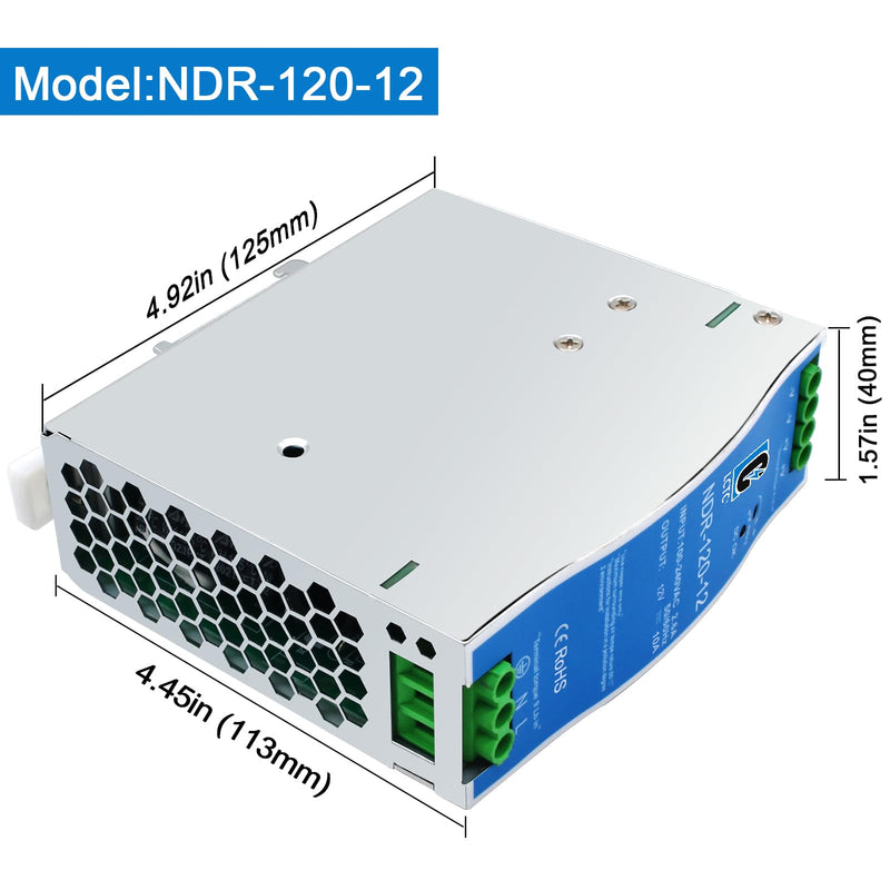 NDR120-12 DC 12V Din Rail Power Supply Slim 120w 10A(Input:100-240VAC,Output:12VDC,50/60HZ) Switching Adapter(Volts_of_Direct_Current, 12) 1