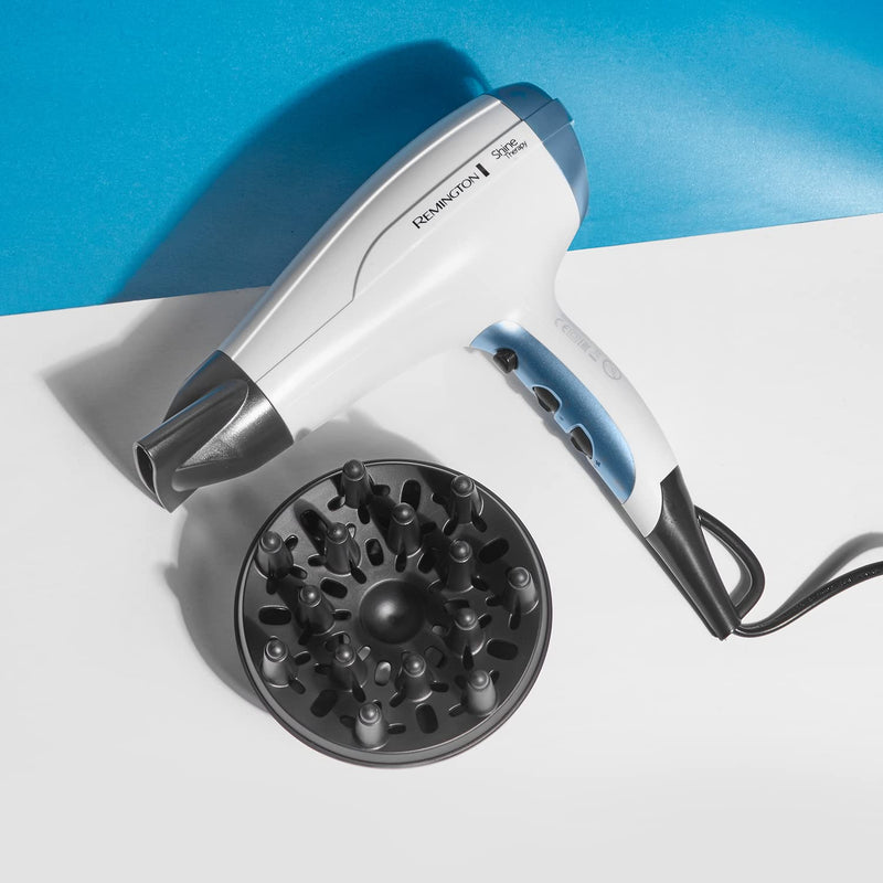 Remington Shine Therapy Hair Dryer (Ionic, 90% more Ions for Frizz Free Shine, Powerful, Fast Professional Drying, Diffuser, Concentrator, 3 Heat / 2 Speed Settings, Cool Shot, 2300W) D5216 | Powerful Fast Professional Drying, Includes Diffuser and Con...