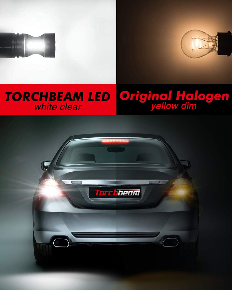Torchbeam 3157 LED Light Bulbs 3600 Lumens with Projector Error-free For Reverse Back Up Lights DRL Brake Lights Fit 3156 3057 3056 4157 6500K Xenon White（Pack of 2） 3157 White