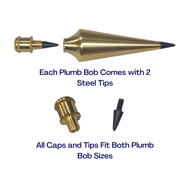 AWF PRO Plumb Bob Kit - 16 oz and 8 oz Solid Brass Plumb Bobs, 14 ft Retractable Line Reel with Magnetic Base, 2 Pencils, Pencil Sharpener, Carrying Case 1