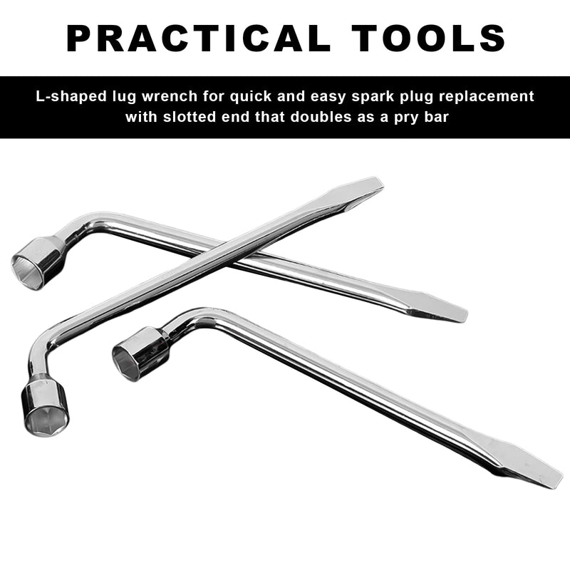 Car Spare Tire Wrench, 22mm L-Shaped Slotted End Socket Tire Replacement Tool for Jack, Heavy Duty Carbon Steel Hexagon Lug Wrench for Spare Tire Repair Tool for Most Vehicles