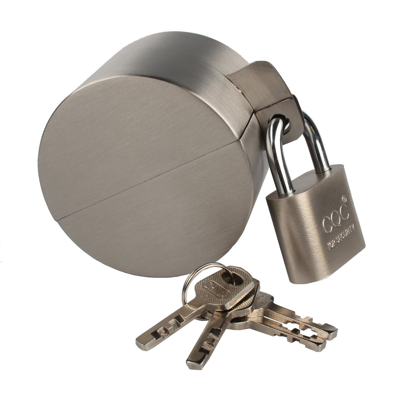 Door Knob Lockout Device with Padlock, Metallic Stainless Steel Locking Cover to Disable Doorknob, Prevents Turning of Door Knob and Access to Keyhole, Prevents Operating The Knob