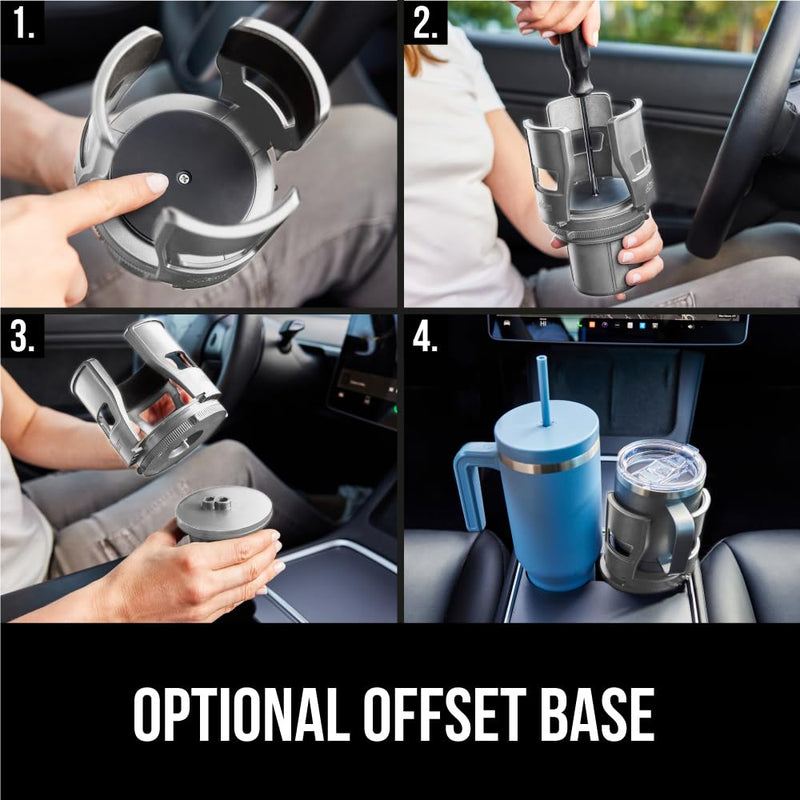 GORILLA GRIP Patent Pending Car Cup Holder Expander, Keeps Large Drink Cups Secure, Expands Fits Yeti, HydroFlask, Stanley 18 to 48oz Large Water Bottles, Coffee Mug, Adjustable Arms Insert, Gray 1