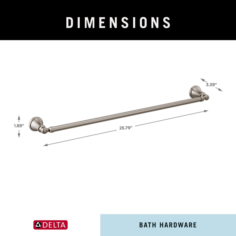 DELTA FAUCET 73224-SS Woodhurst 24 in. Wall Mount Towel Bar Bath Hardware Accessory in Stainless Steel 24 inch Brilliance Stainless Steel