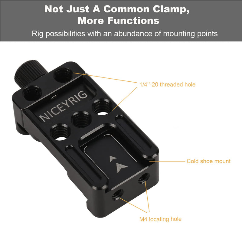 NICEYRIG Extension Quick Release Clamp for Arca-Swiss, with Multiple Mounting Threads Cold Shoe Bottom Plate Applicable for DJI Ronin SC/Mini Tripod/Monopod/Selfie Stick/Camera L Bracket - 509