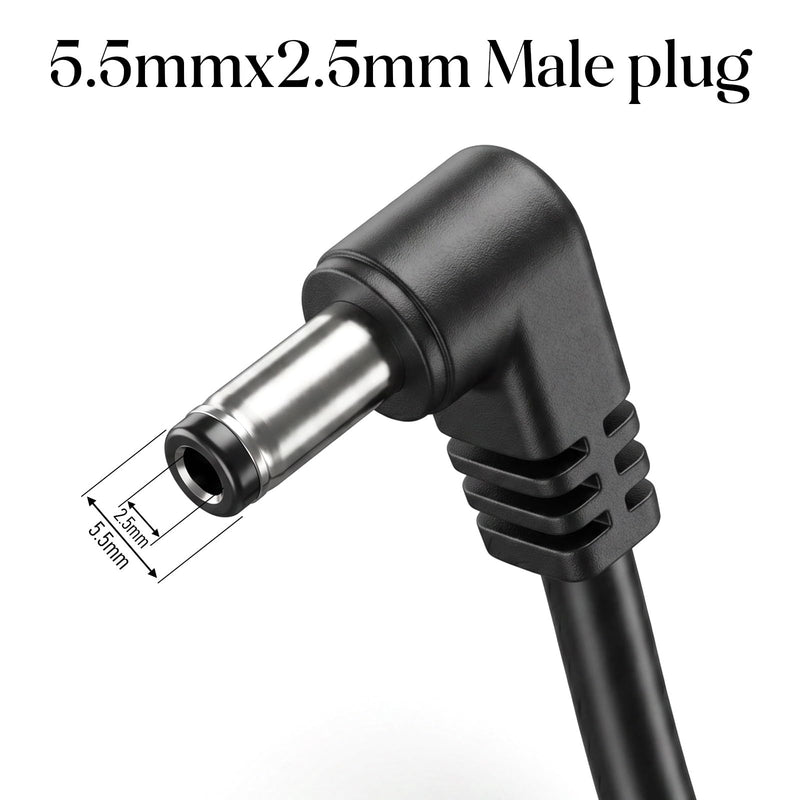2 Pcs 90 Degree DC Power Pigtails Cable, Right Angle 5.5 X 2.5mm DC Plug to Bare Wire Open End Power Supply Replacement Repair Cord, for Monitors, Camera, 3.28ft