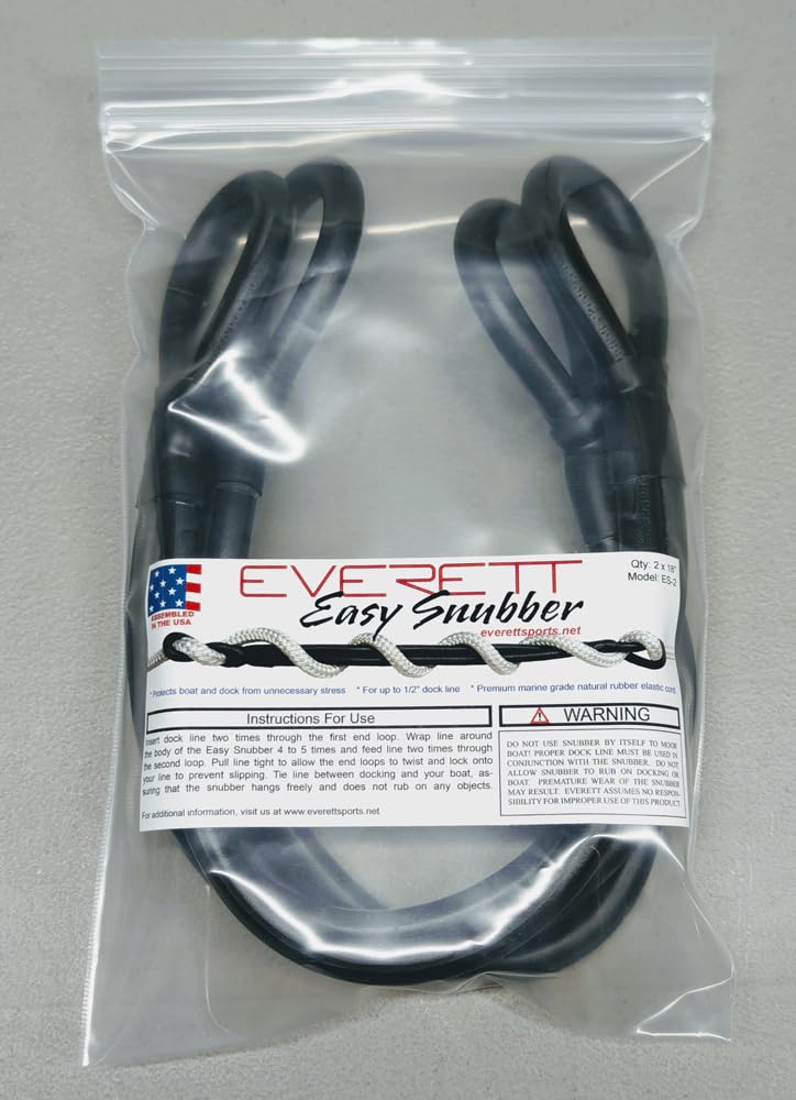 Everett Easy Snubber Boat Mooring Snubber for Dock Line 2 Pack, Made in USA