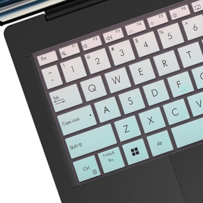 Keyboard Cover for ASUS ZenBook A14 UX3407, ZenBook S 14 UX5406, ZenBook S 16 UX5606 UM5606 UM5606WA, ZenBook A16 UX3607 14-inch Laptop US Layout Keyboard Protective Cover Skin-OmbreMint OmbreMint