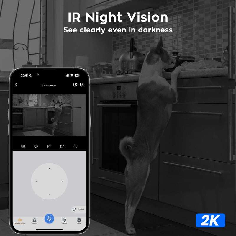 xmartO [AI Tracking Dome CAM 2K HD Metal Dome PTZ Wireless Security Camera with Automatic Tracking, 2-Way Audio and Night Vision (Standalone WiFi Camera, Works with WiFi Router Only) SINGLE