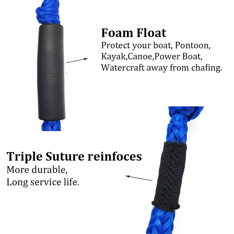 Bungee Dock Lines Boat Dock Line Stretchable Mooring Rope Dock Ties Bungee Cords for Boat Blue 2 Pack 4 Feet Royal Blue