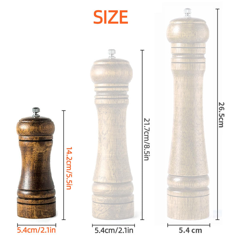 Salt and Pepper Grinder,[5.5inch] Multifunctional Solid Wood Spice Pepper Mill with Strong Adjustable Ceramic Grinder Kitchen Cooking Tools
