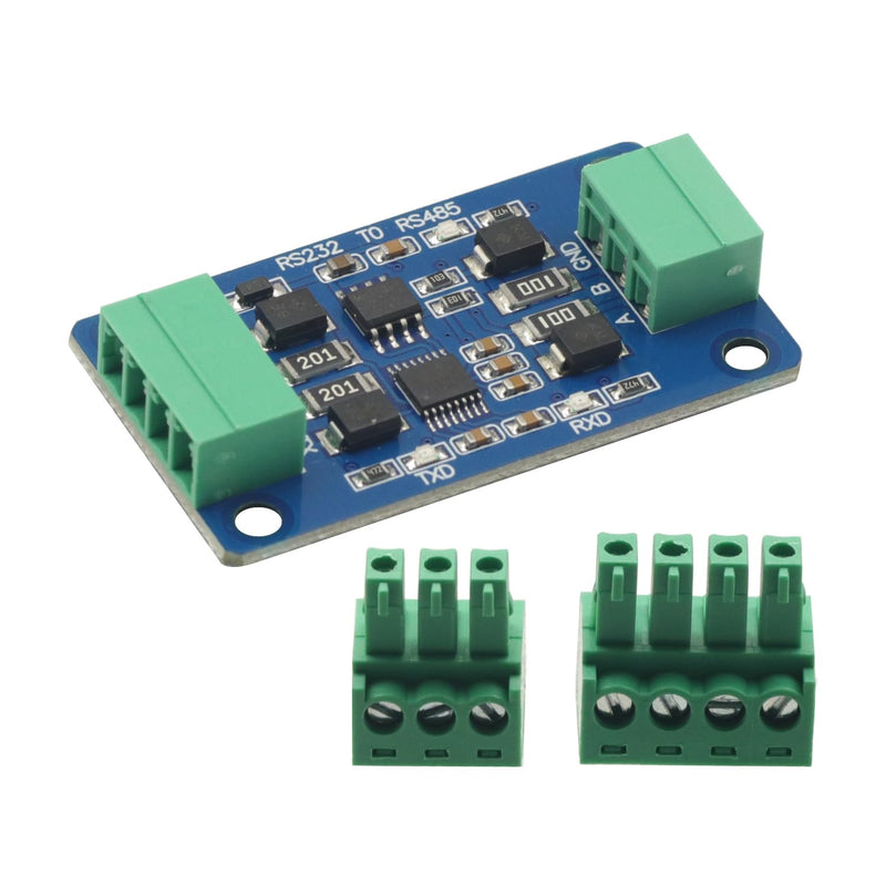 Industrial RS232 to RS485 Converter, Bidirectional Serial Communication Adapter Module with Terminal Block for PLC Modbus RTU