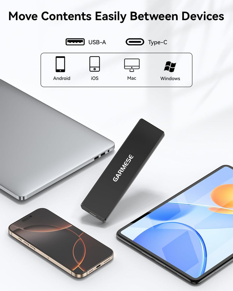 512GB External SSD - Up to 1000MB/s Read Speed USB 3.2 Gen 2 Portable SSD, External Solid State Drives with Type-C Cable for PC Mac Game Console