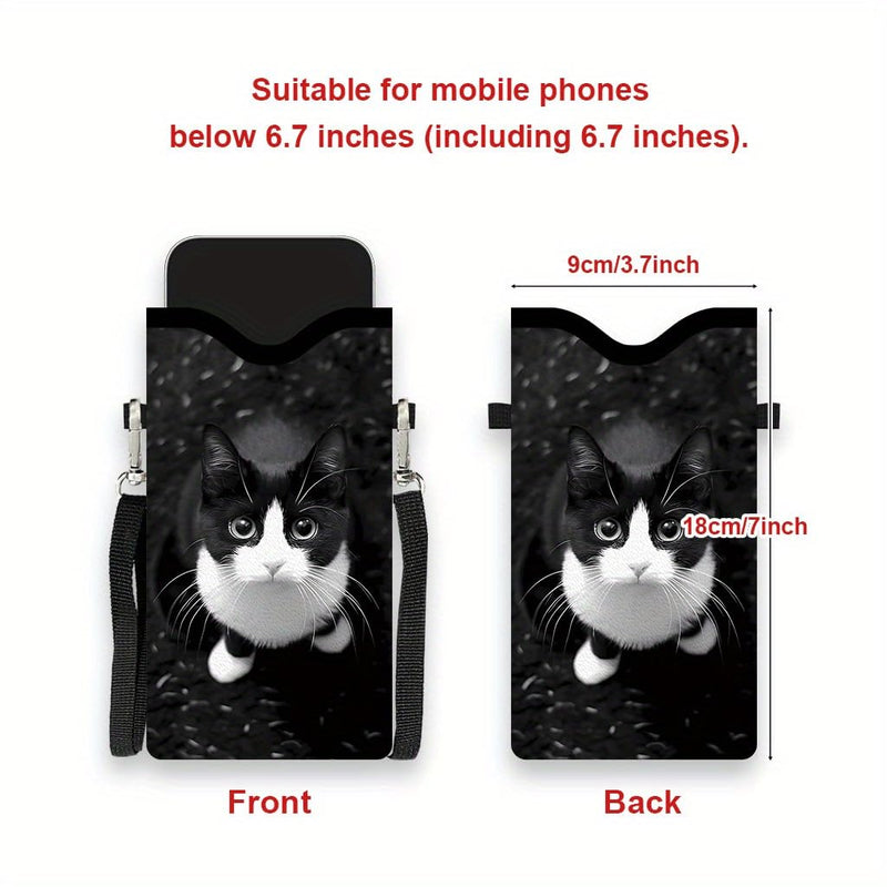 Double Sided Cow Cat Printed Unisex Crossbody Phone Bag | Adjustable Strap