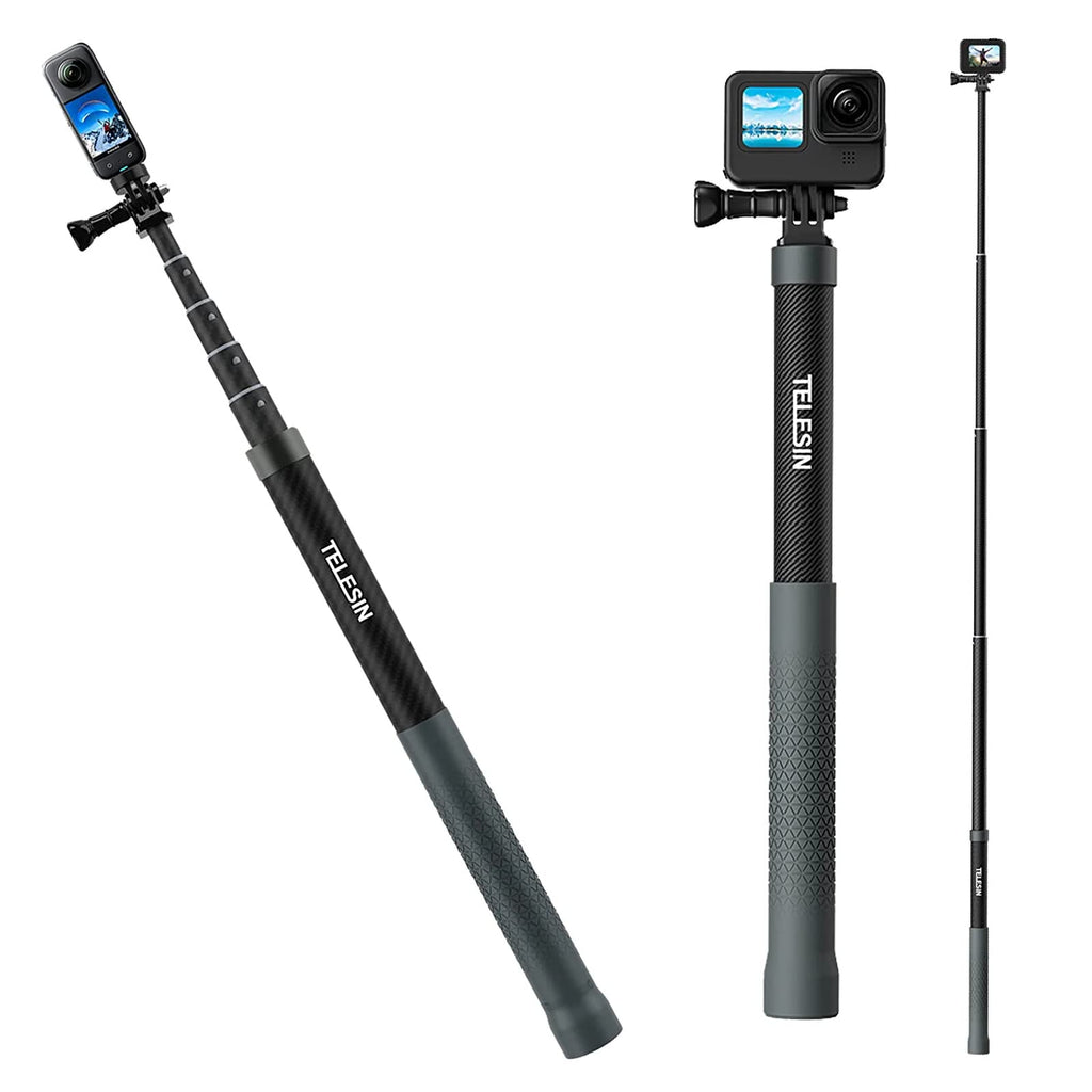 TELESIN G3 Invisible Selfie Stick for GoPro Insta360 (120cm/47.2"), Waterproof Carbon Fiber Extension Pole for Go Pro 12 11 10 9 8 Insta 360 X3 X4 Go3 Ace Pro DJI Action 3 4 Osmo Pocket 3 Accessories