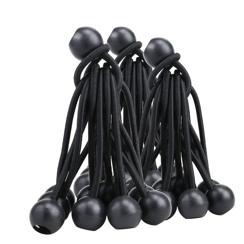 AOPRIE 30 Pack Bungee Balls, Black Ball Bungee Heavy Duty Heavyweight 4 inches Tarp Bungee Cords, Weather Resistant Tie Down Strap 4mm Thickness - for Camping, Tents, Cargo, Holding Wire and Hoses 4 In