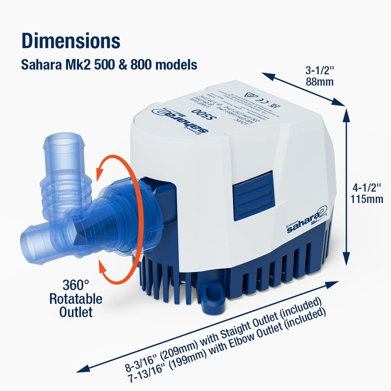 Attwood Sahara MK2 Automatic Bilge Pump 12V, 500 GPH