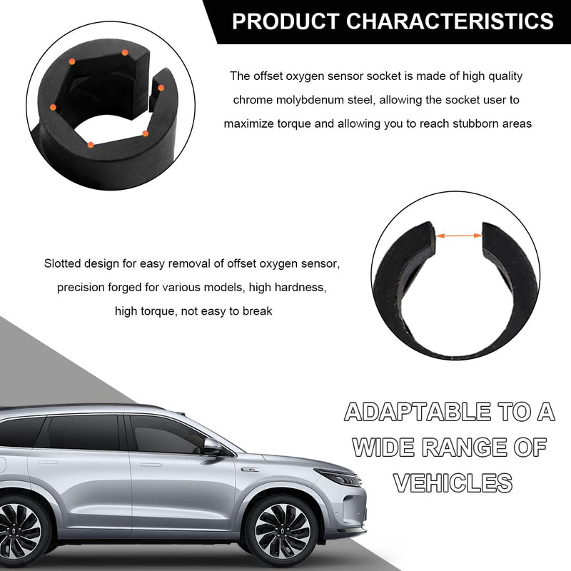 Oxygen Sensor Socket, 3/8-Inch Drive by 7/8-Inch 22mm Oxygen Sensor Socket O2 Sensor Remover, Offset 6-Point Oxygen Sensor Socket Wrench for Most Cars, Car Accessories