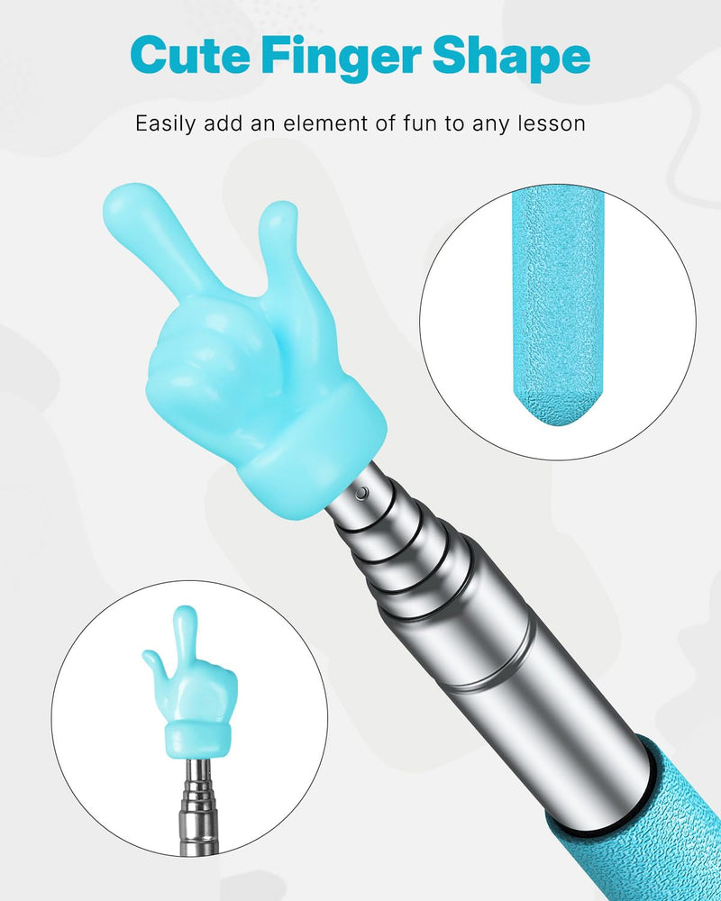 Uniclife 2 Pcs Telescopic Teachers Pointer Mini Retractable Finger Pointer Stick for Classroom Extendable Hand Pointer Classroom Pointer for Elementary School Kindergarten Teacher, up to 22.3" (Blue) Blue