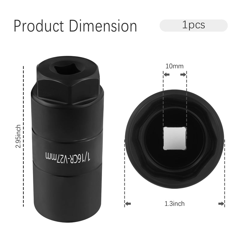 Oil Pressure Sensor Socket,1 1/16 Socket Switch Fits 3/8" Drive or 1 1/8" Hex Wrench,Professional Oil Pressure Switch Socket for Quick Removing/Installing Oil Sending Unit (Black) Black