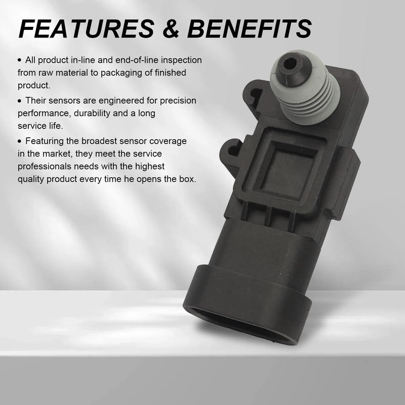 Pack-1 Car Fuel Tank Pressure Sensor, Vapor Vent Port Tank Pressure Sensor, Replacement OEM #16238399, 9377680, 09377680, 16196060 Accessories, Compatible with Delphi Third Generation (Black)