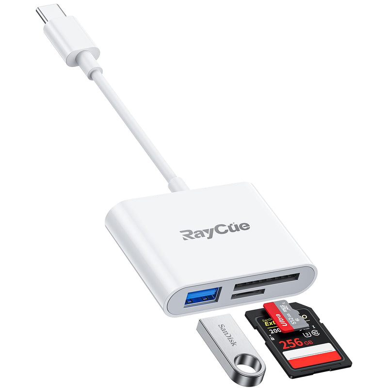 RayCue USB C to SD Card Reader, USB C/Type C to SD Card for iPhone 15/iPad/Mac/Laptop, 3 in 1 USB-C/Type C Memory Card Adapter for Mac MacBook Pro/Air/Mini Android Laptop More USBC Typec Devices