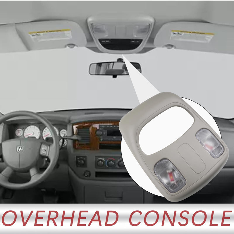 TQPONLY Upgraded Dome Map LED Reading Light Lamp Overhead Console Compatible with Dodge Ram 1500 2500 3500 4500 5500 Replaces 1DK78BD1AA Gray-LED Lamp Assembly