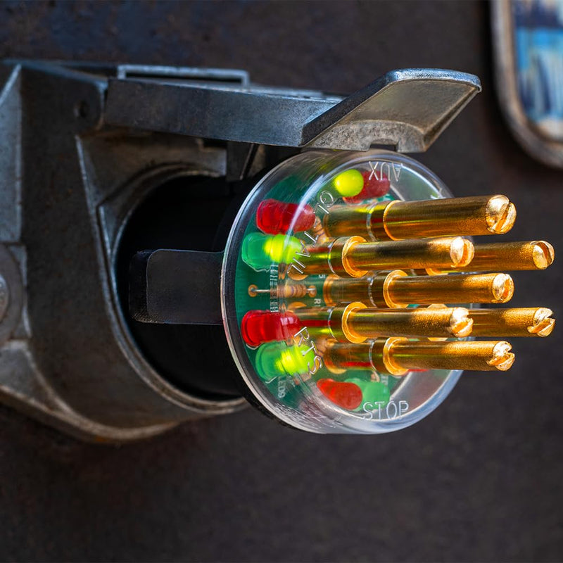 Innovative Products of America (7865L) 7-Way Round Pin Tractor Trailer Circuit Chaser™ for Testing Turn Signals, Hazard Lights, Brake Lights and More Circuit Tester
