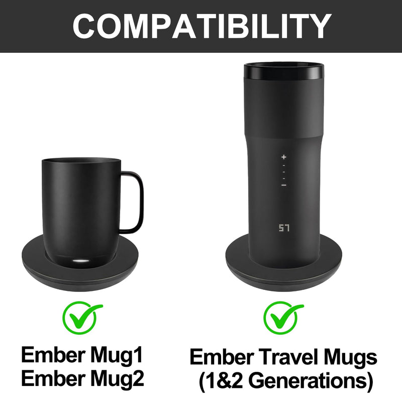Dock Base Compatible with Em/BER Smart Mug 2 & 1(Cup Not Included) | Temperature Control Cup Charging Station | Replacement Charger Coaster for Em/BER Travel Mug Accessories-Black Black