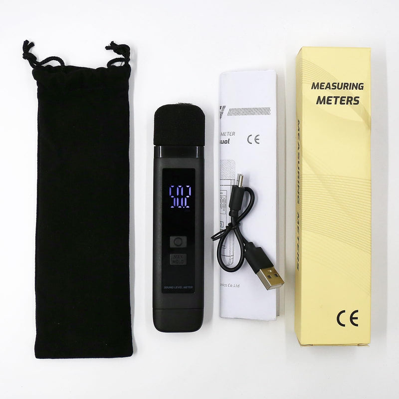 Decibel Meter Sound Level Meter with LCD Display Decibel/MAX/Data Hold and Battery Indicator, 30~130dBA Pocket SPL Meter dB Noise Monitor Rechargeable for Noisy Neighbors Factory Home