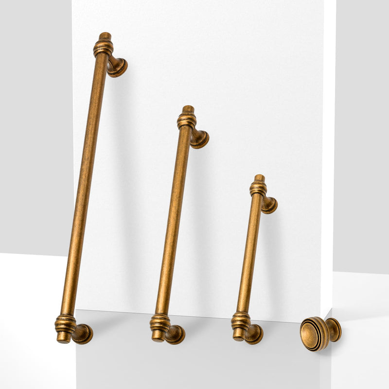 10 Pack Antique Brass Cabinet Knobs 1-1/10 Inch(28.5mm) Single Hole Cabinet Pulls Round Kitchen Cabinet Knobs Drawer Knobs Single Hole Knob