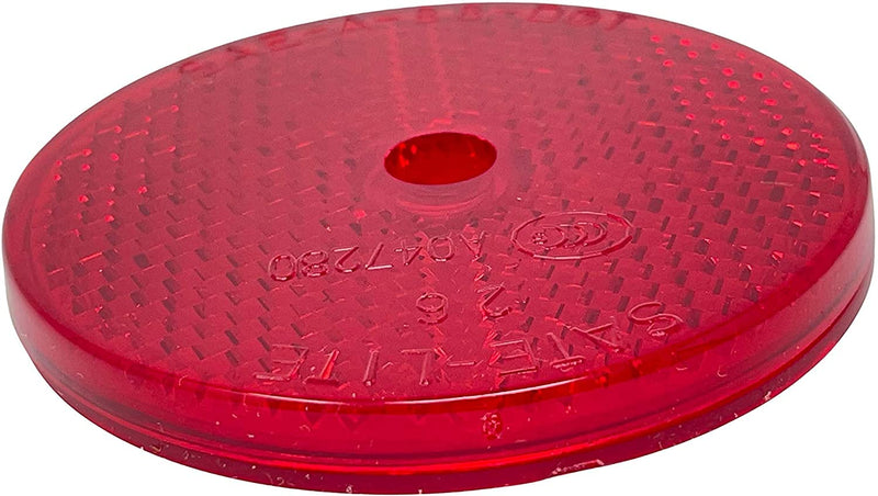 Class A 2" Round Reflector with Center Mounting Hole - Red/Amber for Trailers, Trucks, Automobiles, Mail Boxes, Boats, SUV's, RV's, Industrial Applications (2x Red)… 2x Red