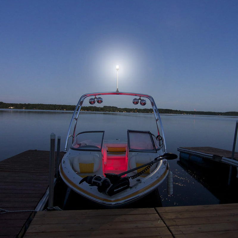 Young Marine Boat Anchor Light 3-Nautical Mile White LED Fold Down Stern Light for Pontoon and Fishing Boat All Round 360° White LED 12-24V (9" Foldable) 9" Foldable