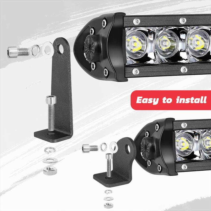 Light Bar Mounts Mounting Bracket, 4PCS Universal Side Mounted Brackets Kit for Single Row LED Light Bar for Truck ATV UTV - 2 Years Warranty 3MM