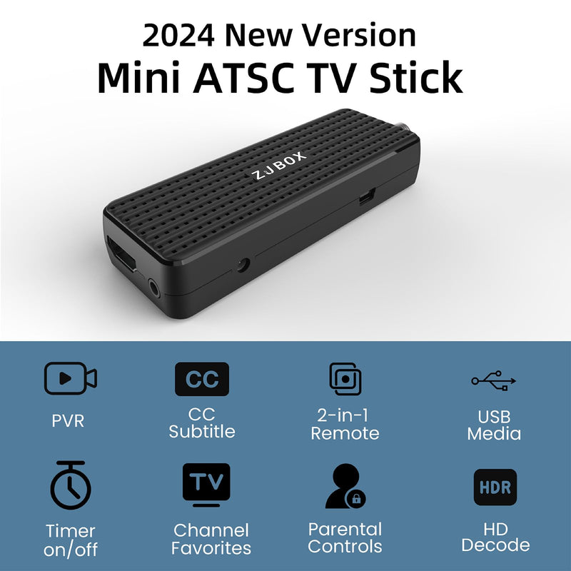 Digital Converter Box for TV,1080P ATSC tv Tuner Box with hdmi Output and 3RCA Cables Hidden Behind TV，with Power Adapter，2-in-1 Remote，TV Program Recording&Playback,USB Media Player