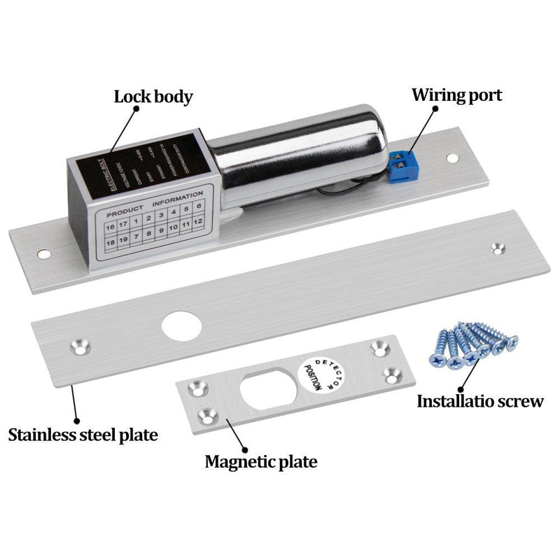 LIBO Electric Bolt Lock 2 Wires Lines DC 12V Fail Safe Electronic Lock Normal Temperature for Glass Wooden Iron Door Access Control System