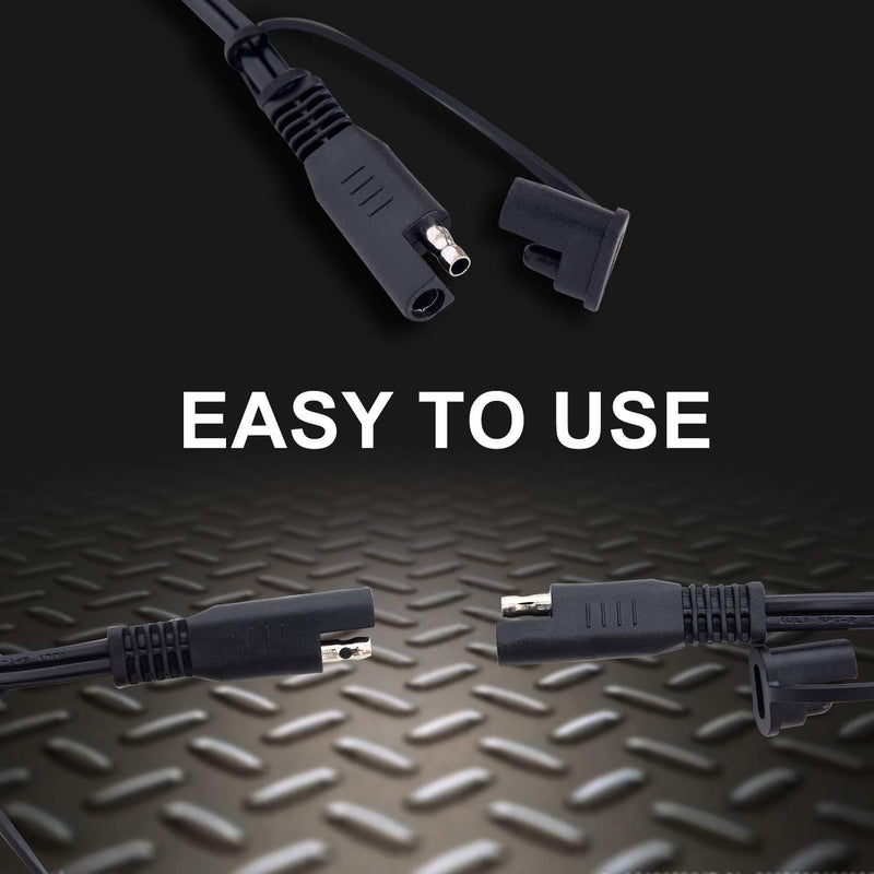 TOPDC 22" 10A Fused Ring Terminal 6 PCS Harness Quick Connect Extention Cord for Battery Charger/Maintainer