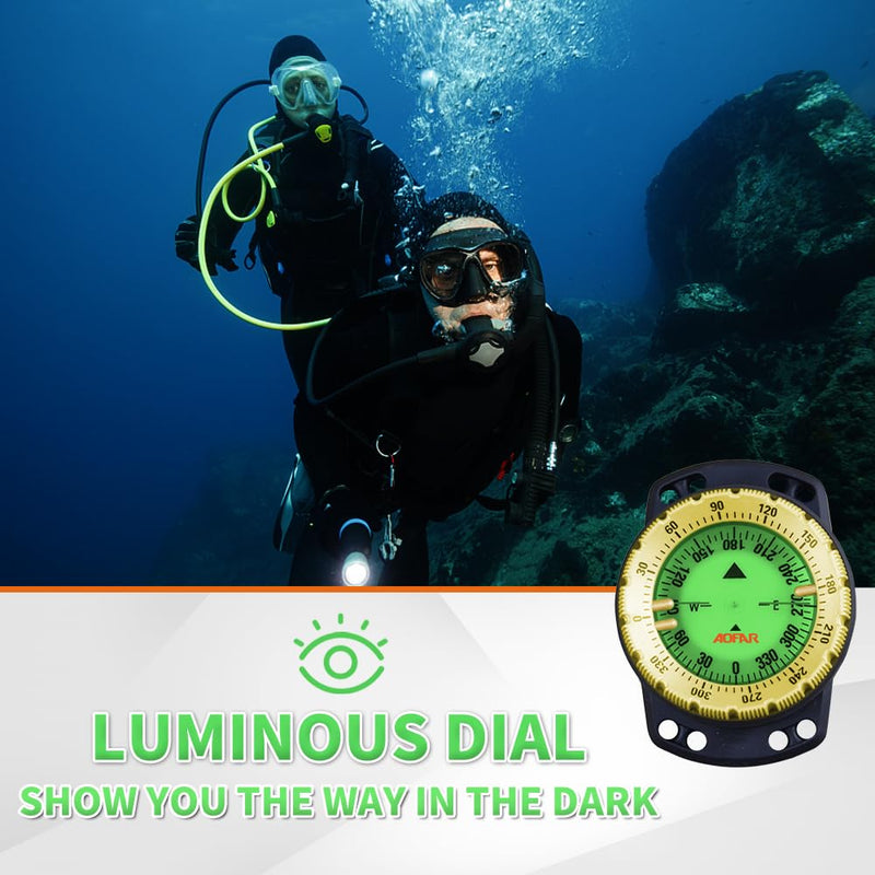 AOFAR Dive Compass AF-Q60B Waterproof, Durable, Compact. Drawstring Style Compass for Sailing, Diving, Drawstring Style