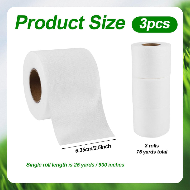 3 Rolls Scrap Tape, White Scrap Booking Tape Water Soluble Diagonal Seam Tape for Sewing Quilting Hemming Accessories